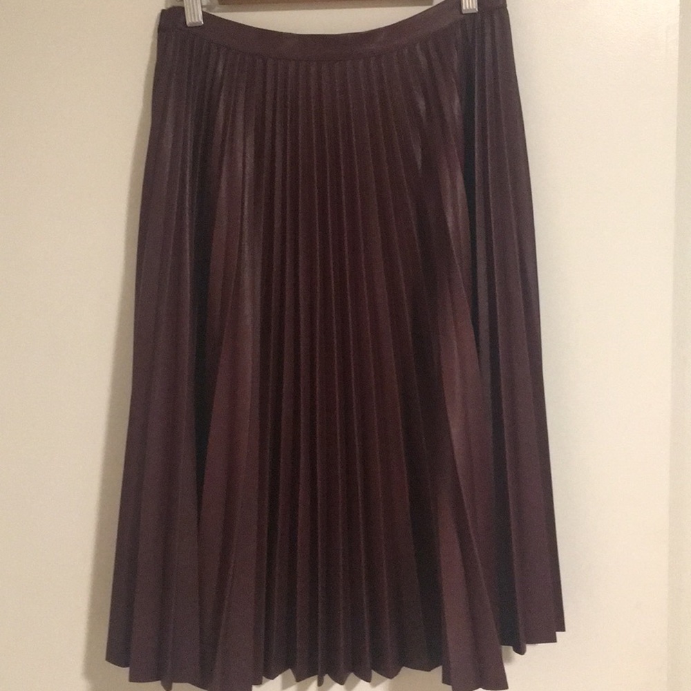 BCBG Burgundy A Line Pleated Skirt